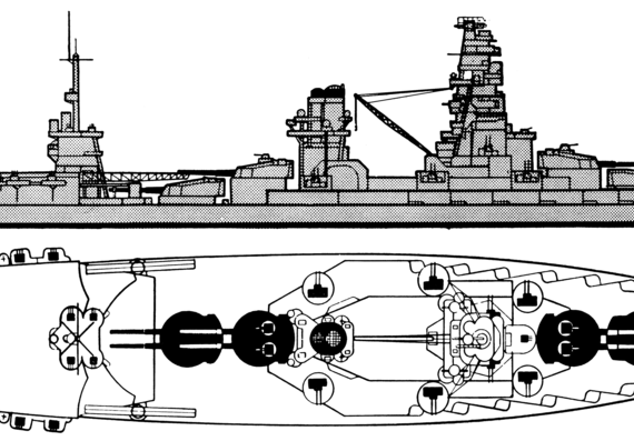 Боевой корабль IJN Ise 1945 [Battleship] - чертежи, габариты, рисунки